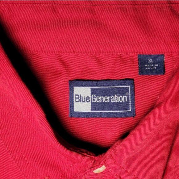 Blue Generation Mens Red Short Sleeve Button Up One Pocket Shirt Size XL - Picture 5 of 11